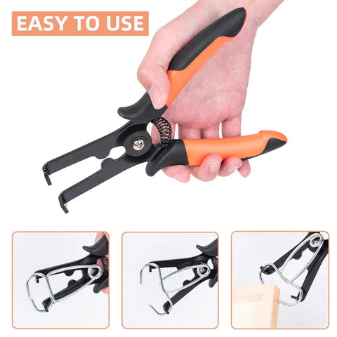 Heavy Duty Miter Clamps Kit With Spring Loaded Pliers, Eight Clamps, Carabiner Included For Trim, Woodworking, Secure Joints Fast