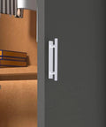 Self Stick Push Pull Helper White Hidden Cabinet Handle Made From ABS Plastic on dark wardrobe door