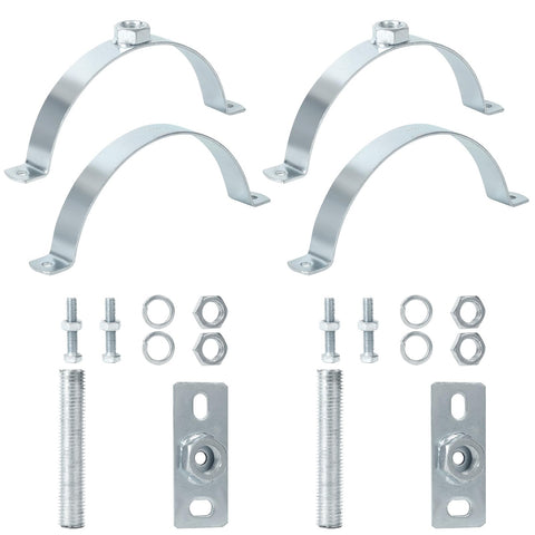 Two Pack 6 Inch Built Tough Heavy Duty Galvanized Split Ring Pipe Hanger with bolts and wall brackets