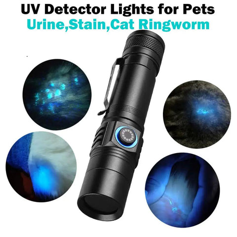 365nm UV Flashlight Blacklight For Minerals And Rock Hunting, Resin Curing, Pet Urine And Blood Detector with glow samples