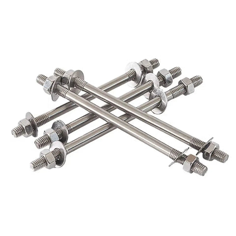 Stainless Steel Heavy Duty Pro Grade Built To Last Double Ended Through Wall Bolt Kit With Nuts And Washers M10 Size 14 Lengths