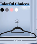 Black Velvet Hangers 20 Pack Space Saving Non Slip With Tie Bar Shoulder Notches Heavy Duty ABS Hangers size chart