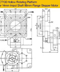 Heavy Duty Cnc Hollow Rotary Platform Featuring Dead Nuts Precise 360 Degree Indexing Plate dimensions and design schematic.