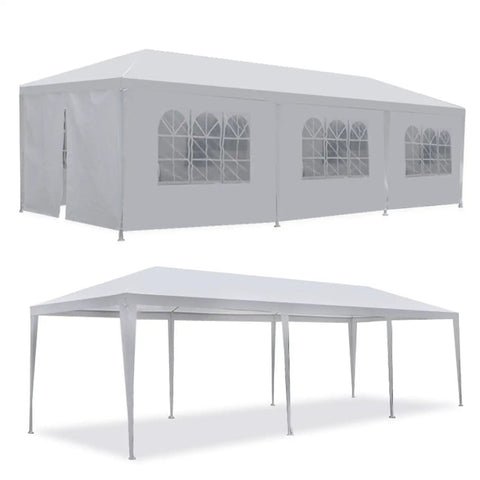 Outdoor Gazebo Canopy Tent With Removable Sidewalls And Windows For Parties, Weddings, And Events Waterproof Shelter With Rust Resistant Steel Frame Easy Setup Party Ready And 10x10, 10x20 Or 10x30 Ft Size Options, shown in installed view with sidewalls and windows