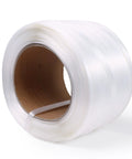 Heavy Duty Pallet Strapping Kit With 3/4 Inch X 1640 Ft Polypropylene Woven Cord Coils and 300 Metal Buckles Plus Rock Solid Tensioner Tool, clear polypropylene strap roll.