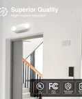 8 Pack Commercial Emergency Lights Featuring Dual Adjustable Led Lamps And A Rock Solid Ninety Minute Battery Ready To Roll When Power Fails At Your Business Location mounted above a door.
