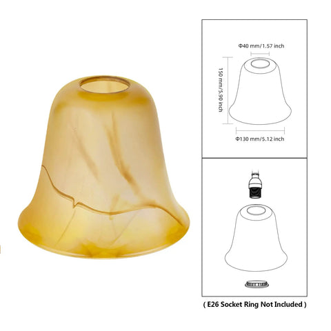 Amber Glass Lampshade Replacement For Industrial Table Lamps, One And Five Eighths Inch Fitter, Durable Shade Fits Most