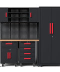 Heavy Duty Garage Storage Cabinet Set For Tool Organization 6 Piece System With Steel Cabinets Rolling Drawers 52 Inch Workbenches
