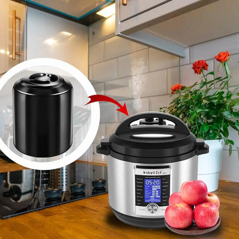 Steam Release Valve Handle for Pressure Cooker Replacement Compatible With Duo Nova, shown detached beside Instant Pot