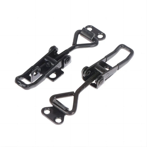 Black Toggle Latch Catch Clamp For Cabinets And Sliding Doors, Adjustable Lever Lock Hasp, 2 Or 4 Pack, Easy Install, Heavy Duty Zinc Plated Iron With Screws Included, Home Furniture Hardware, black metal toggle latches shown