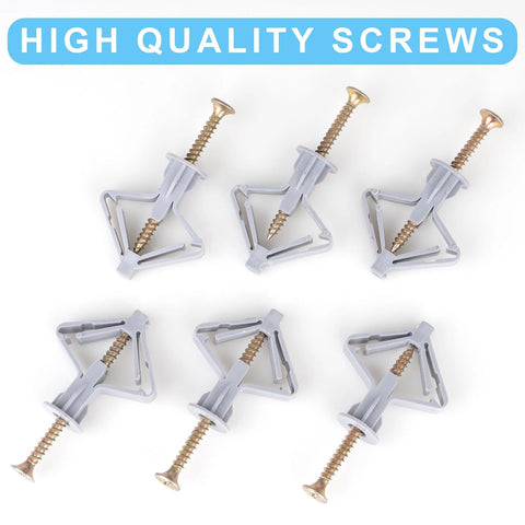 Hollow Wall Anchors And Screws Kit With 50 Butterfly Expansion Plugs And 50 Screws Self Drilling Drywall Anchors Supports Up To 65 Lbs