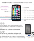 Remote control for Compact 16W RGBW Twinkle Fiber Optic Lights Kit with Music Activation, features labeled for functions