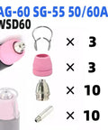 Plasma Cutter Consumables Kit With Electrodes Nozzles Shielding Cups Tips Spacers And Guide Rings For Welders And Metalworking Pros Industrial Grade Gear For Smooth Cuts And Long Lasting Torch Life, AG-60 SG-55 WSD60 parts set