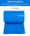 Blue PVC Battery Wrap Heat Shrink Tube For 18650 21700 26650 Lithium Cells And DIY Battery Packs Flat Width 3.9in 100mm Length 9.9ft 3m