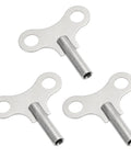 Three Pack Wrench Clock Keys For Winding Clocks, 4.4mm Hole, 52mm Long, Tough Steel Clock Keys For Mechanical Alarm Winding, Silver Tone