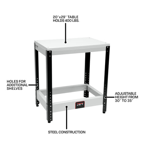 Universal Benchtop Machine Table With 20 By 29 Inch Work Surface, Beefy Steel Construction, Carries Up To 400 Pounds, Adjustable Height