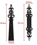 Heavy Duty Garage Door Hardware Kit Featuring Decorative Handles And Premium Steel Hinges Built To Run Clean And Shut Tough On Framed Or Frameless Wood Doors Every Time - Decorative black handle dimensions shown