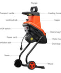 Beast 1800W Electric Wood Chipper Shredder For Yard Cleanup with labeled parts including hopper, knobs, and wheels