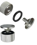 6061 T6 Aluminum Welding Helmet Fasteners Replacement Pair for hood mounts with anodized silver finish and gasket