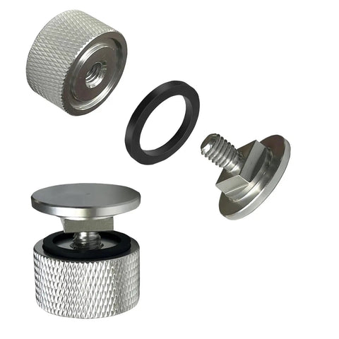 6061 T6 Aluminum Welding Helmet Fasteners Replacement Pair for hood mounts with anodized silver finish and gasket