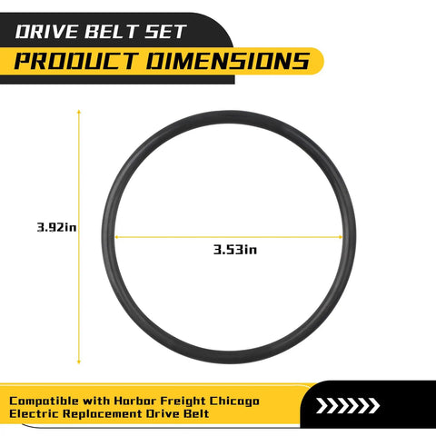 Replacement Drive Belt For Single And Dual Barrel Rock Tumblers 3 Pack Beefy Nitrile Rubber Construction Built To Last Fits Central Machinery ABN Viyuki Models shown with dimensions.