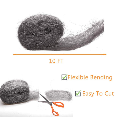 Mice Proof Steel Wool Gap Blocker Kit For Holes Cracks Vents Siding And Pipes DIY Wire Wool Hardware Cloth 10 ft roll
