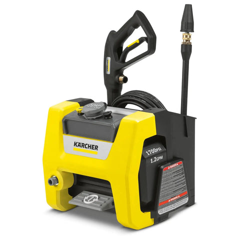 Compact 1700 PSI TruPressure Pressure Washer With 1.2 GPM, Three Nozzle Options And Detergent Tank For Cars, Driveways, Siding, And Patios