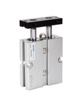 Built Tough Shop Ready Dual Rod Air Cylinder Rock Solid Guided Pneumatic Actuator Featuring Smooth Double Acting Piston 150 Millimeter Stroke 10 To 32 Millimeter Bore close-up view of guided actuator with dual rods