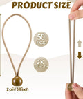 Person stretching 50 Pcs Ball Bungee Cords 6 Inch Tarp Tie Downs With Balls Beige to show expandable length