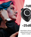 Colorful person using Adjustable Earplugs For Musicians And Everyday Gigs High Fidelity Hearing Protection With Stepless 7 To 25 dB Attenuation Award Winning Design Ideal For Concerts Clubs Festivals Includes Case Leash And 11 Eartips