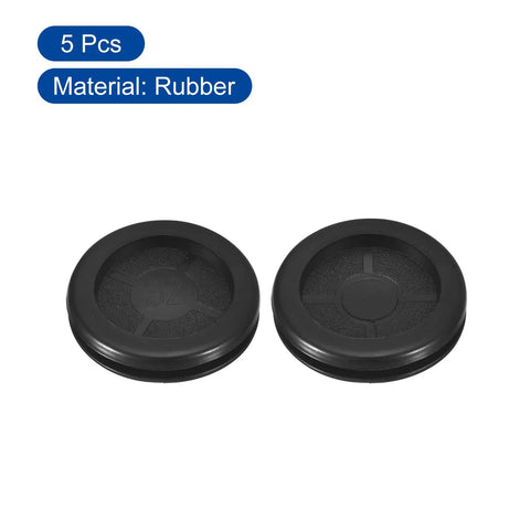 Five Pack Rubber Grommets Black 1-1/4 Inch Outer Diameter, 1-1/8 Inch Inner Diameter (29mm) Fits 32mm Drill Holes