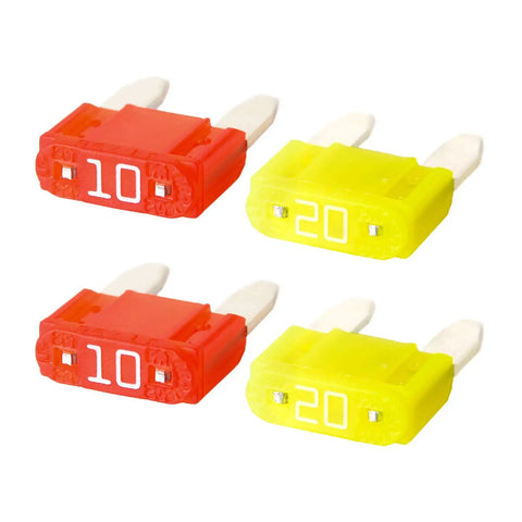 Add A Circuit Fuse Tap Adapter Kit For 12V Cars With Mini Blade Fuses 10A And 20A Two Sets Plug And Play No Splice Easy Install, red and yellow