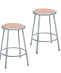 Sturdy Steel Round Stool With Masonite Wood Seat 24 Inch Height Grey Frame Preassembled 2 Pack For Classrooms Labs Cafes And Offices Heavy Duty Commercial Stool Built For The Daily Grind