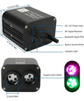 Close-up of 20W Dual Head Fiber Optic Lights Kit With RGBW Twinkle Heads detailing ports and connectors.