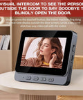 No WiFi Video Doorbell With Monitor on table, showing 4.3 inch IPS screen with two-way audio and night vision, ideal for seniors