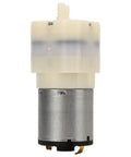 Rock Solid Mini Micro Air Vacuum Pump Running Next Level Quiet With Low Voltage Safety Design Knockout High Performance And Compact Durability pump head in white plastic with metal base and connectors.