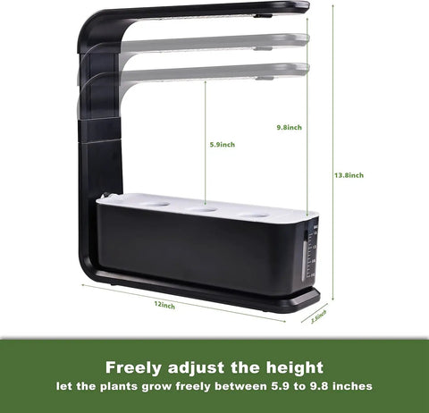12 Pod Indoor Hydroponic Garden System With Full Spectrum LED Grow Light, Height Adjustable Stand, Quiet Smart Pump, Germination Kit, Your At-Home Fresh Herbs And Veggies Dream Setup