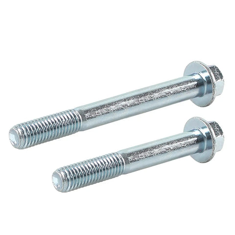 Top Shelf Heavy Duty 12 Piece Engine Stand Bolt Kit Featuring Metric Flange Bolts With Rust Proof Zinc Finish For Ls1 Ls2 Ls3 Ls6 53l 60l 62l V8 Motors, showing two zinc coated bolts.