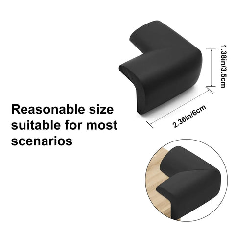 Built Tough Yet Soft Black Foam Corner Protectors Four Pack Pre Taped Rubber Edge Guards For Beds Tables And Desks 2.36x1.38 inch size