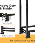 Heavy duty 4Ft Outdoor Firewood Rack With Cover, square steel frame close-up, easy assembly, keeps wood 4 inches off ground.
