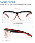 Measurement diagram of Anti Fog Scratch Resistant Safety Goggles With UV400 Lens Coating And HD Optics showing dimensions.