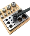 11 Piece Disc Cutter Set With Lever For Jewelry Making And Metalworking, Includes Round Punch Sizes 1/8 To 1 Inch, Wooden Storage Base