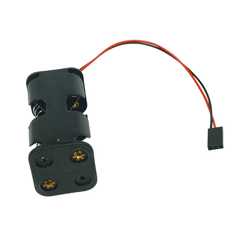4 Cell AA Battery Holder 6V With Futaba JR 3 Pin Servo Connector for RC Receivers, black holder, red and black wires