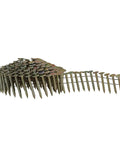 Hella Tough 15 Degree Wire Collated Galvanized Coil Roofing Nails For Asphalt Shingles Siding And Wall Sheathing In Heavy Duty Bulk Box With Seven Thousand Two Hundred Fasteners stacked in a coil.
