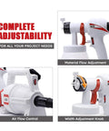 900W Electric Spray Gun With 900 Ml Detachable Cup High Power HVLP Paint Sprayer adjustment features close-up