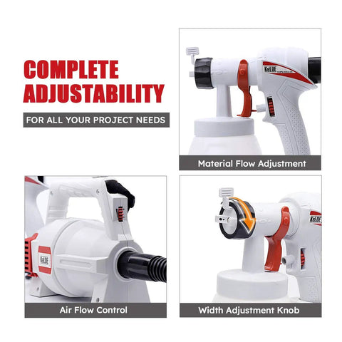 900W Electric Spray Gun With 900 Ml Detachable Cup High Power HVLP Paint Sprayer adjustment features close-up
