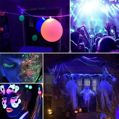 Ultra Bright 60W UV LED Black Light Strip Waterproof IP65 5M 300 LEDs 395nm-405nm SMD3528 in party and decor setups