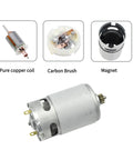 RS550 21V Replacement Motor With 14 Tooth Gear For Mini Rechargeable Hand Saw showing internal components