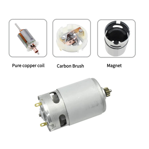 RS550 21V Replacement Motor With 14 Tooth Gear For Mini Rechargeable Hand Saw showing internal components