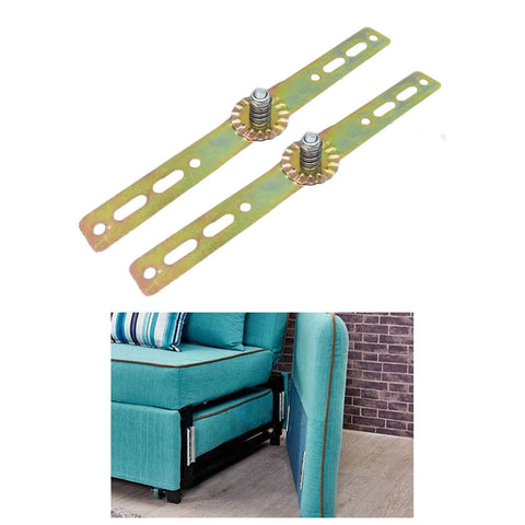 Two Piece Adjustable Sofa Bed Hinges For Couch And Recliner, Folding Sofa Hardware shown installed on a teal sofa